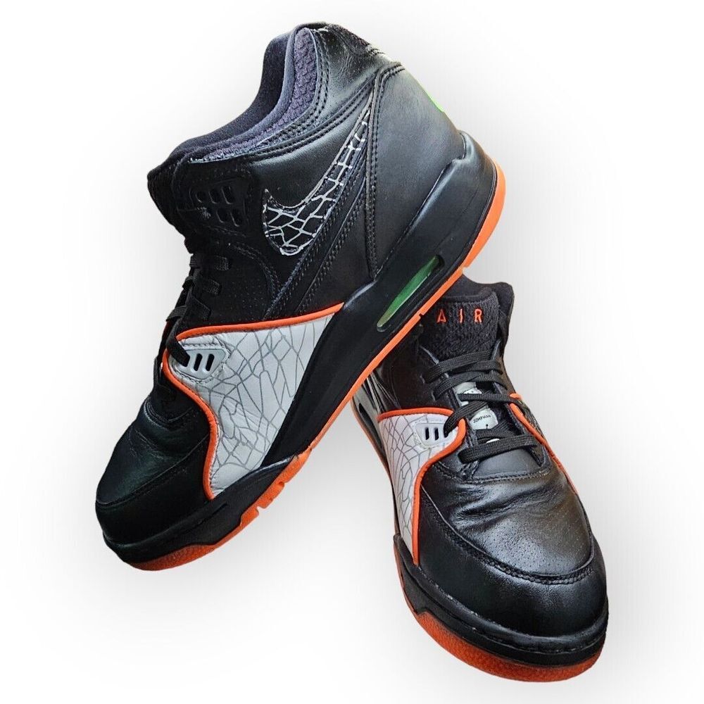 Nike Air Flight 89 QS Retro Black W/ Orange Blaze Basketball Shoes Mens Size 10